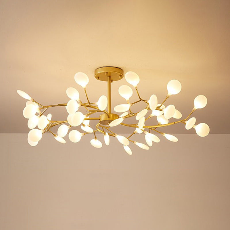 Metal Swirling Branch Chandelier Pendant Light Simplistic LED Hanging Light for Dining Room 45 Cream Clearhalo 'Ceiling Lights' 'Chandeliers' 'Clear' 'Industrial' 'Modern Chandeliers' 'Modern' 'Tiffany' 'Traditional Chandeliers' Lighting' 2205780