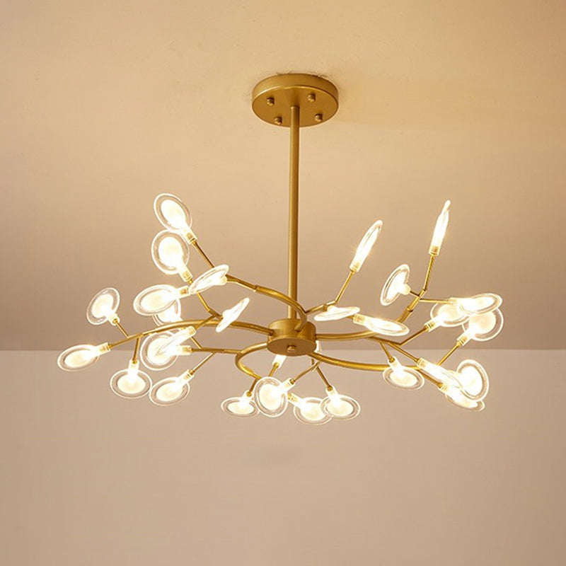 Metal Swirling Branch Chandelier Pendant Light Simplistic LED Hanging Light for Dining Room 30 Clear Clearhalo 'Ceiling Lights' 'Chandeliers' 'Clear' 'Industrial' 'Modern Chandeliers' 'Modern' 'Tiffany' 'Traditional Chandeliers' Lighting' 2205784