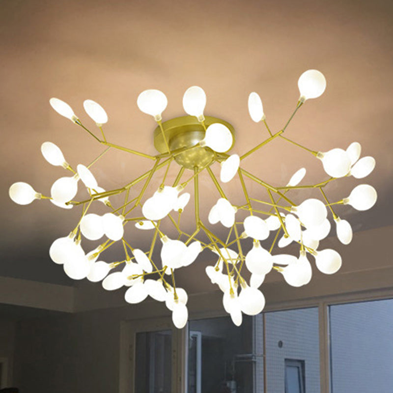 Tree Branch Living Room LED Semi Flush Metallic Postmodern Ceiling Mount Chandelier Clearhalo 'Ceiling Lights' 'Close To Ceiling Lights' 'Close to ceiling' 'Semi-flushmount' Lighting' 2205830