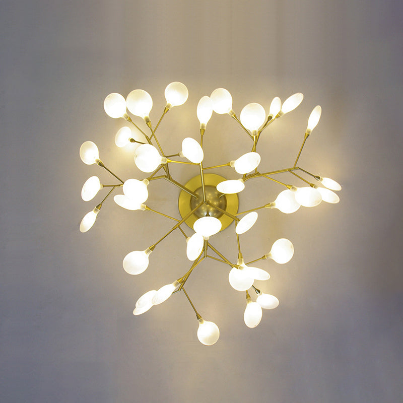 Tree Branch Living Room LED Semi Flush Metallic Postmodern Ceiling Mount Chandelier 36 Gold Clearhalo 'Ceiling Lights' 'Close To Ceiling Lights' 'Close to ceiling' 'Semi-flushmount' Lighting' 2205835