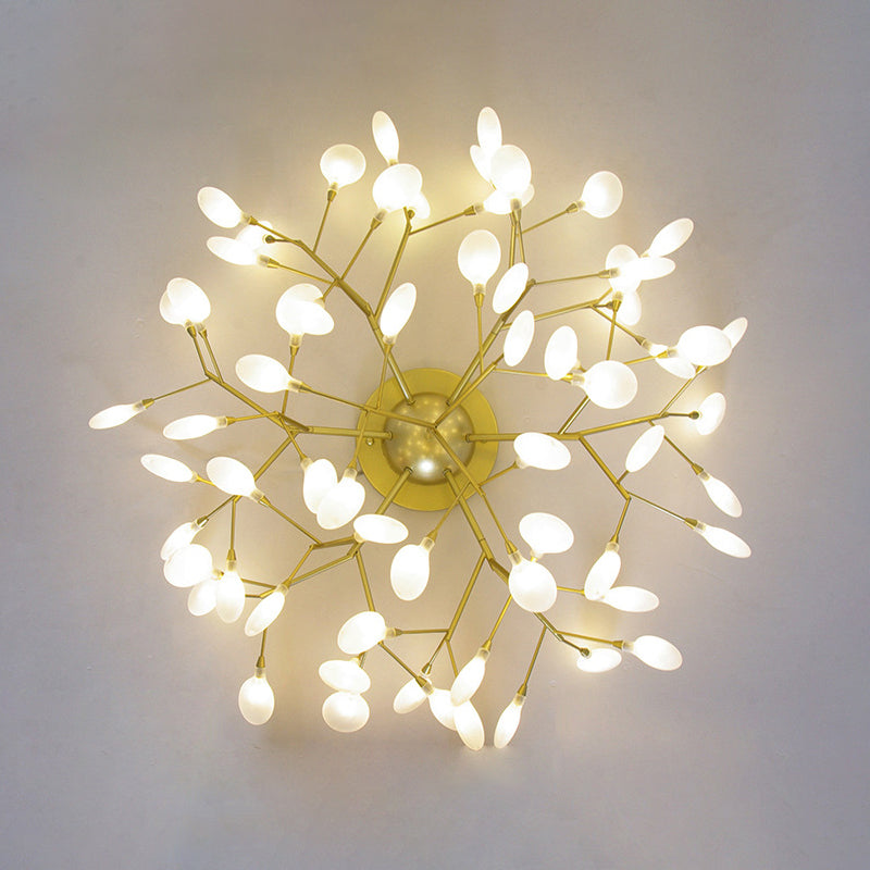 Tree Branch Living Room LED Semi Flush Metallic Postmodern Ceiling Mount Chandelier 63 Gold Clearhalo 'Ceiling Lights' 'Close To Ceiling Lights' 'Close to ceiling' 'Semi-flushmount' Lighting' 2205838