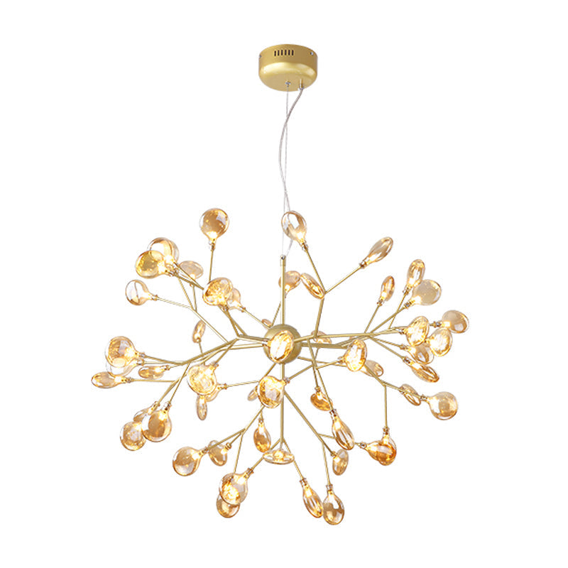 Nordic Style Sputnik Firefly LED Suspension Light Glass Living Room Chandelier Light 63 Gold Clearhalo 'Ceiling Lights' 'Chandeliers' 'Modern Chandeliers' 'Modern' Lighting' 2205883