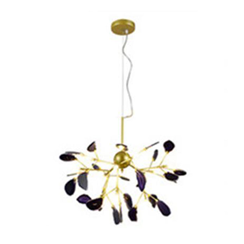 Sputnik Firefly LED Ceiling Lighting Artistic Agate Living Room Chandelier Light in Gold 12 Gold Clearhalo 'Ceiling Lights' 'Chandeliers' 'Modern Chandeliers' 'Modern' Lighting' 2205916