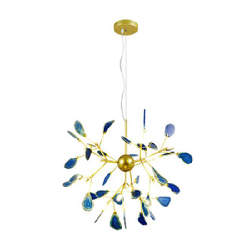Sputnik Firefly LED Ceiling Lighting Artistic Agate Living Room Chandelier Light in Gold 20 Gold Clearhalo 'Ceiling Lights' 'Chandeliers' 'Modern Chandeliers' 'Modern' Lighting' 2205917