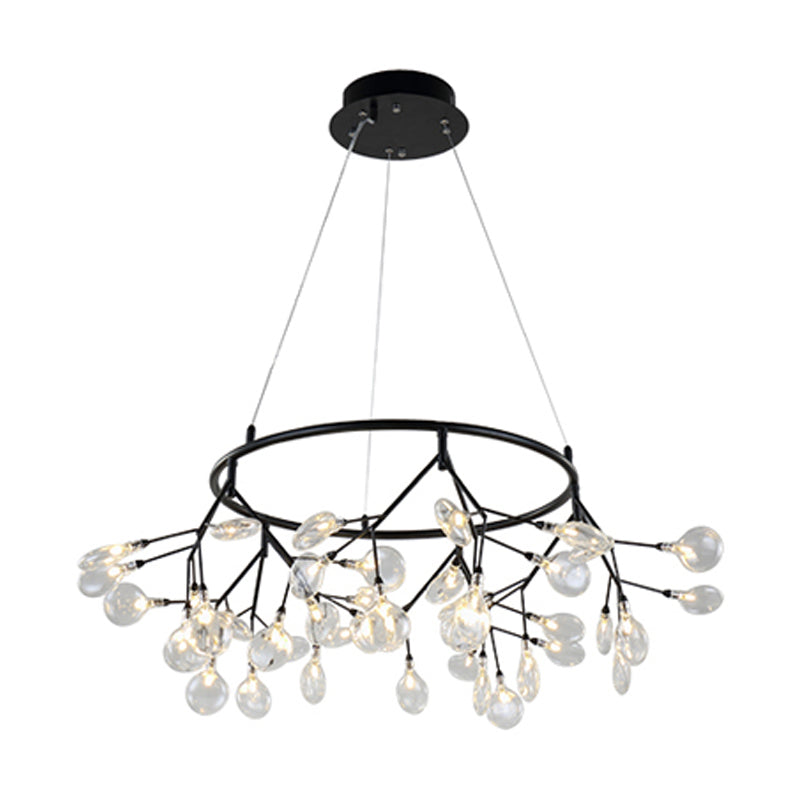 Branched Firefly Dining Room LED Ceiling Lighting Glass Post-Modern Chandelier Light 36 Black B Clearhalo 'Ceiling Lights' 'Chandeliers' 'Modern Chandeliers' 'Modern' Lighting' 2205942