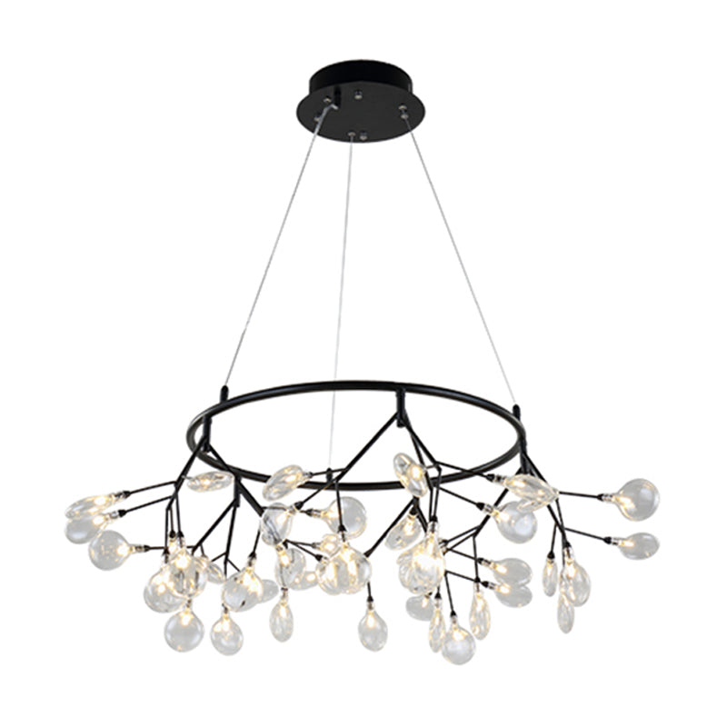Branched Firefly Dining Room LED Ceiling Lighting Glass Post-Modern Chandelier Light 45 Black B Clearhalo 'Ceiling Lights' 'Chandeliers' 'Modern Chandeliers' 'Modern' Lighting' 2205945
