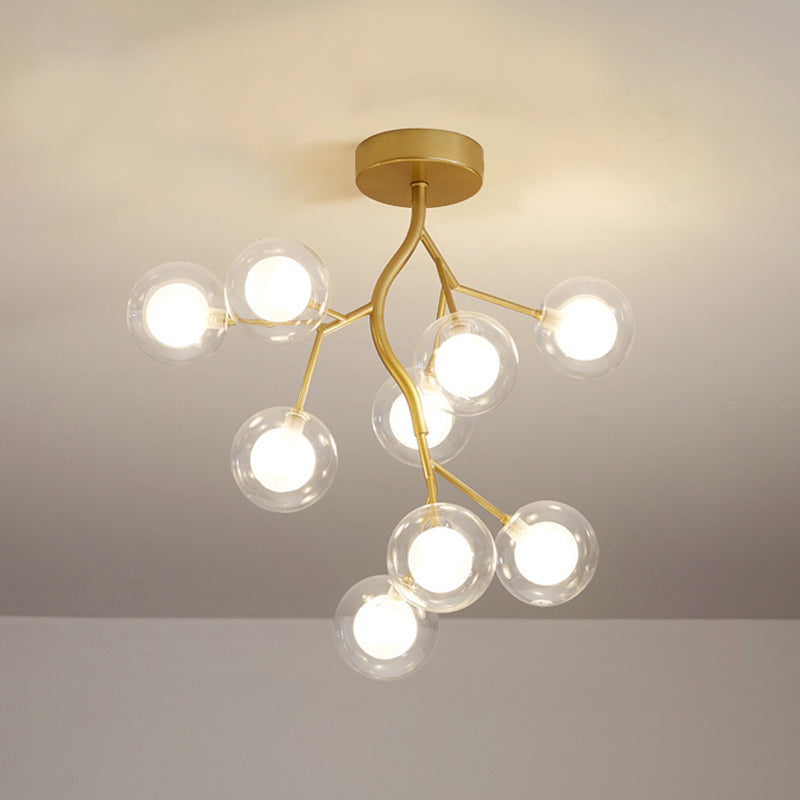 Metallic Tree Branch LED Suspension Light Postmodern Chandelier Light with Shade in Gold Gold B Clearhalo 'Ceiling Lights' 'Chandeliers' 'Modern Chandeliers' 'Modern' Lighting' 2206067