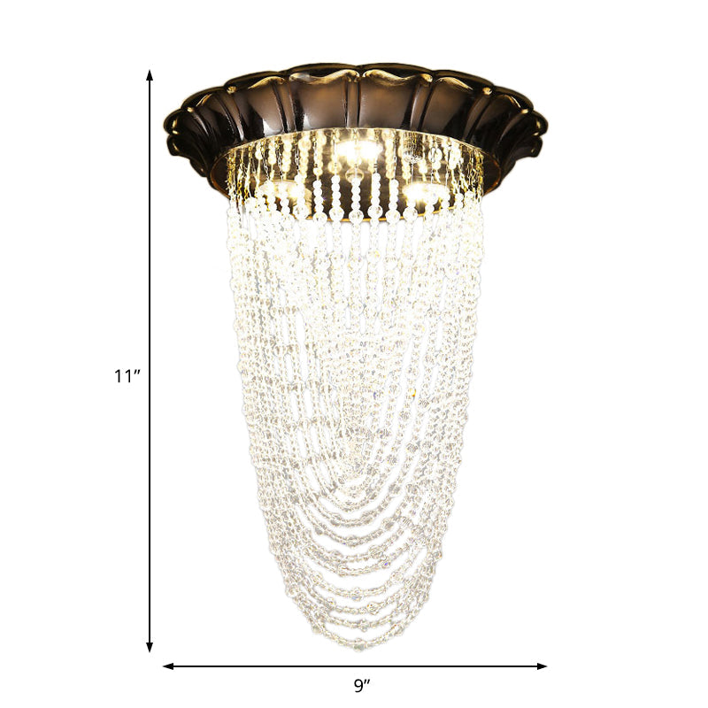 Beaded Flush Mount Light Simple Style Crystal Chain LED Chrome Ceiling Flush Mount Light Clearhalo 'Ceiling Lights' 'Close To Ceiling Lights' 'Close to ceiling' 'Flush mount' Lighting' 220612