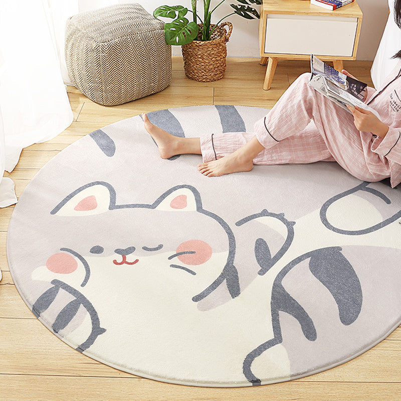 Lovely Animal Patterned Rug Multi-Color Synthetics Carpet Non-Slip Backing Washable Rug for Kids Bedroom Light Gray Clearhalo 'Area Rug' 'Rug' 2207914