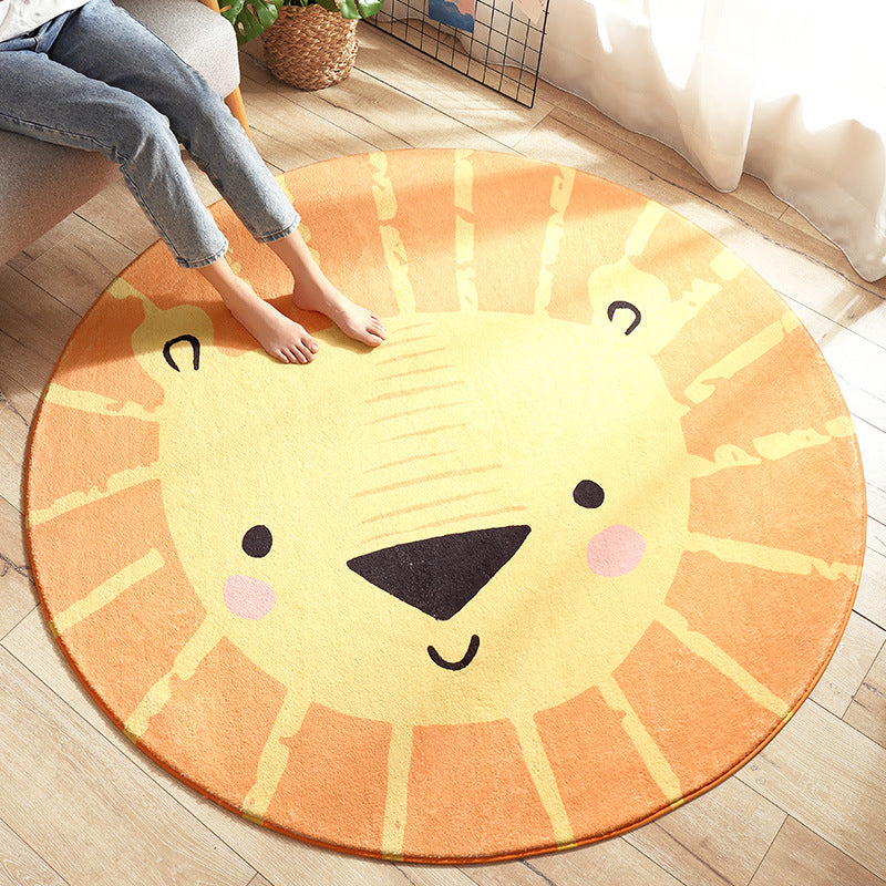 Multi Colored Nursery Rug Novelty Cartoon Animal Pattern Carpet Polyster Non-Slip Backing Machine Washable Rug Orange Clearhalo 'Area Rug' 'Rug' 2207947