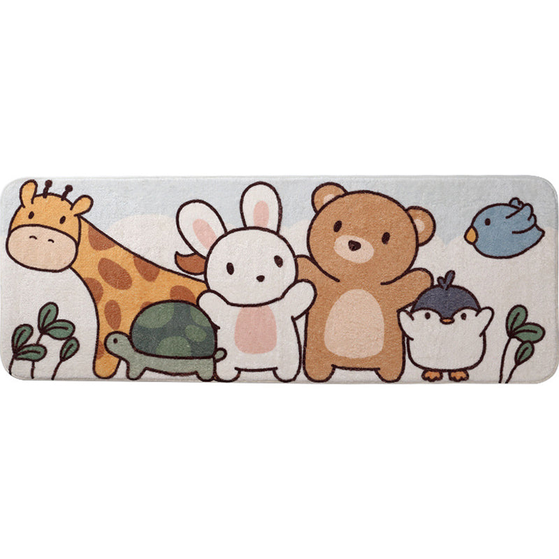 Comfort Childrens Room Rug Multi Colored Cartoon Animal Area Carpet Synthetics Easy Care Pet Friendly Rug Clearhalo 'Area Rug' 'Rug' 2208121