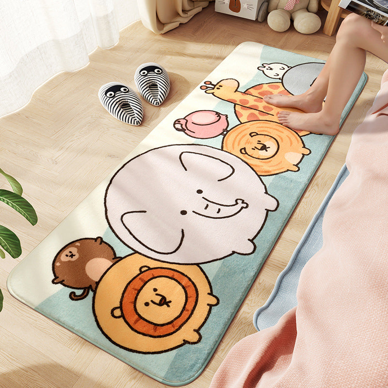 Comfort Childrens Room Rug Multi Colored Cartoon Animal Area Carpet Synthetics Easy Care Pet Friendly Rug Blue Clearhalo 'Area Rug' 'Rug' 2208122
