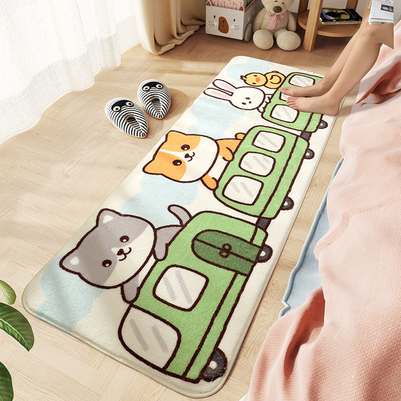 Comfort Childrens Room Rug Multi Colored Cartoon Animal Area Carpet Synthetics Easy Care Pet Friendly Rug Green Clearhalo 'Area Rug' 'Rug' 2208124