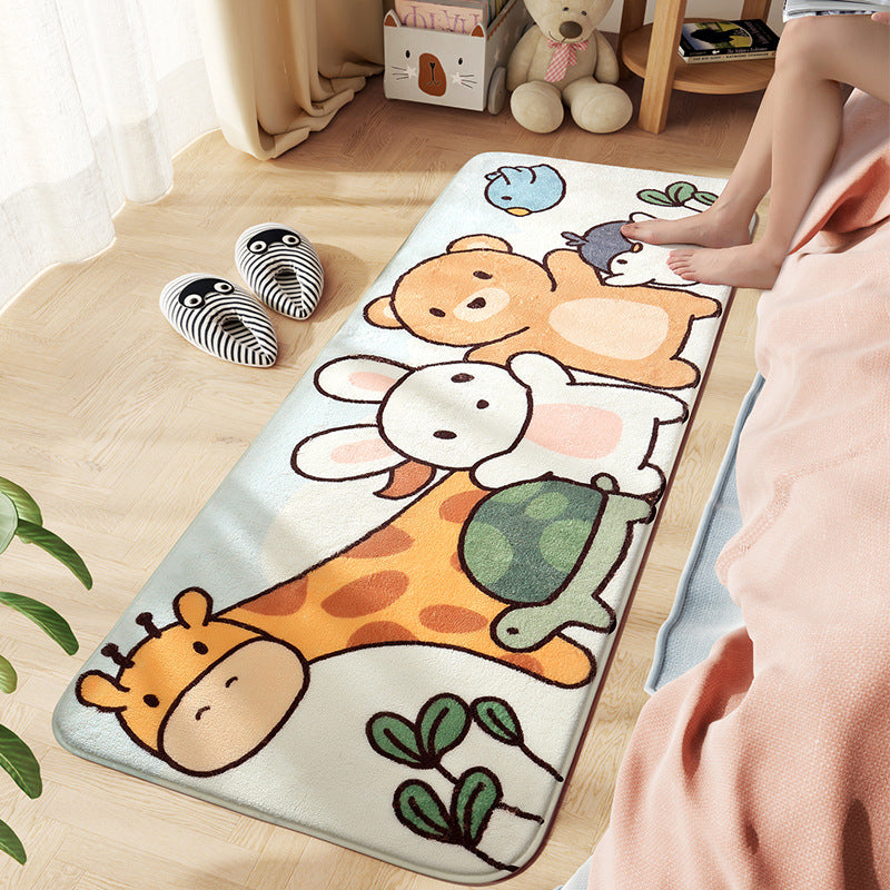 Comfort Childrens Room Rug Multi Colored Cartoon Animal Area Carpet Synthetics Easy Care Pet Friendly Rug White Clearhalo 'Area Rug' 'Rug' 2208126
