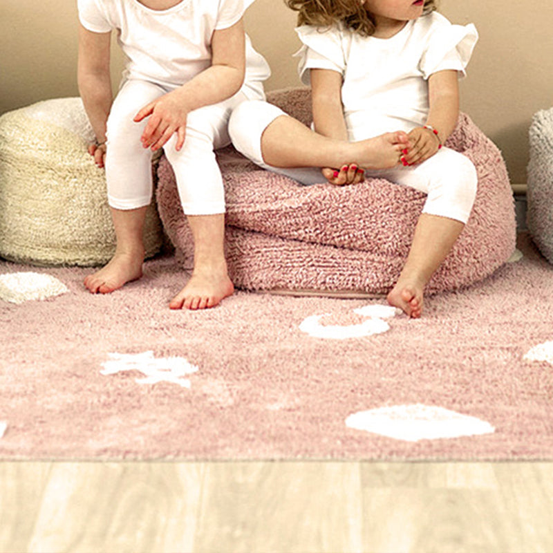 Simple Bedroom Rug Multi-Colored Geometric Printed Area Carpet Cotton Blend Non-Slip Backing Rug Pink Clearhalo 'Area Rug' 'Rug' 2208193