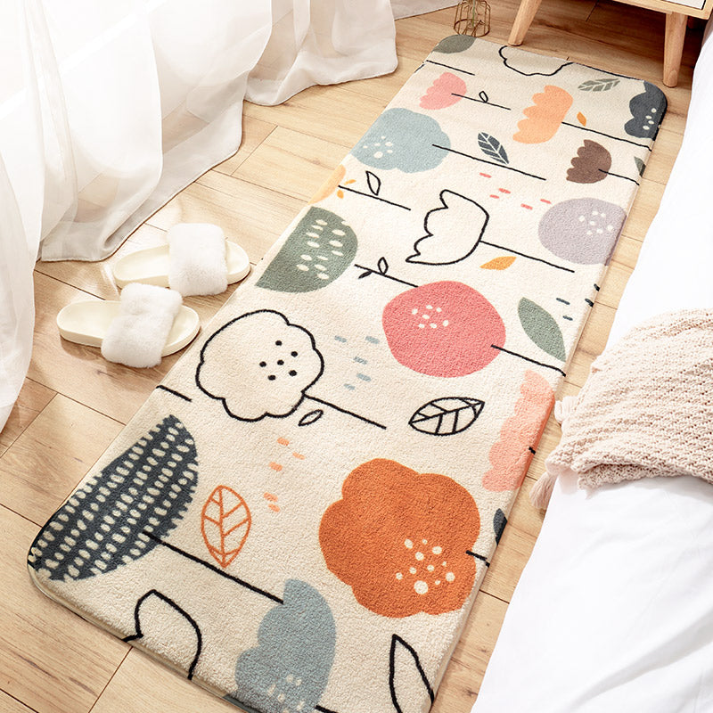 Creative Cartoon Plant Pattern Rug Multi Colored Polyster Carpet Non-Slip Backing Pet Friendly Rug for Kids Room Peach Clearhalo 'Area Rug' 'Rug' 2208203