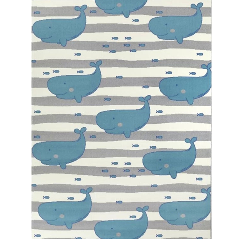 Simple Kids Bedroom Rug Multi Color Cartoon Animal Area Carpet Cotton Blend Pet Friendly Washable Rug Gray-Blue Clearhalo 'Area Rug' 'Rug' 2208220