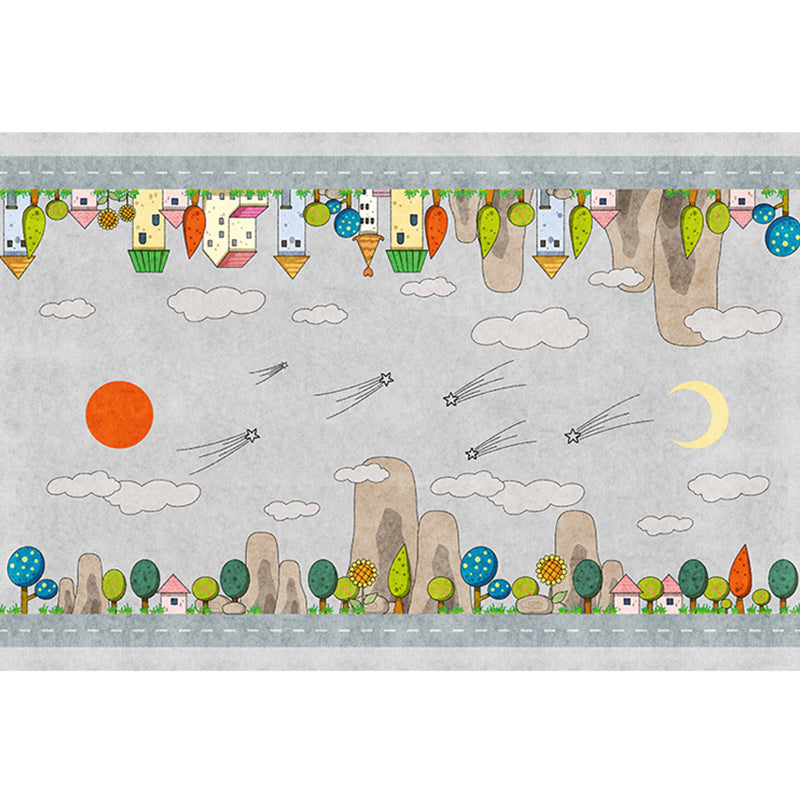 Casual Cartoon Patterned Rug Multi Colored Cotton Blend Rug Anti-Slip Backing Easy Care Carpet for Bedroom Grey Design 3 Clearhalo 'Area Rug' 'Rug' 2208255