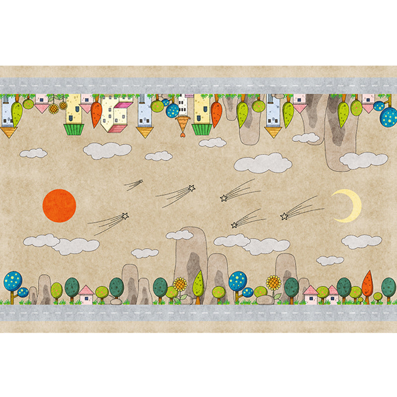 Casual Cartoon Patterned Rug Multi Colored Cotton Blend Rug Anti-Slip Backing Easy Care Carpet for Bedroom Khaki Design 3 Clearhalo 'Area Rug' 'Rug' 2208257