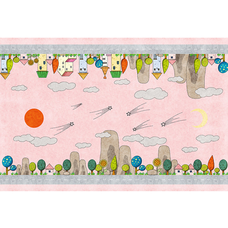 Casual Cartoon Patterned Rug Multi Colored Cotton Blend Rug Anti-Slip Backing Easy Care Carpet for Bedroom Pink Design 3 Clearhalo 'Area Rug' 'Rug' 2208264