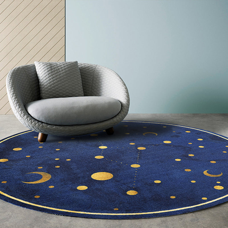 Modern Kids Room Rug Multi-Colored Constellation Pattern Rug Polypropylene Pet Friendly Easy Care Carpet Dark Blue Clearhalo 'Area Rug' 'Rug' 2208998