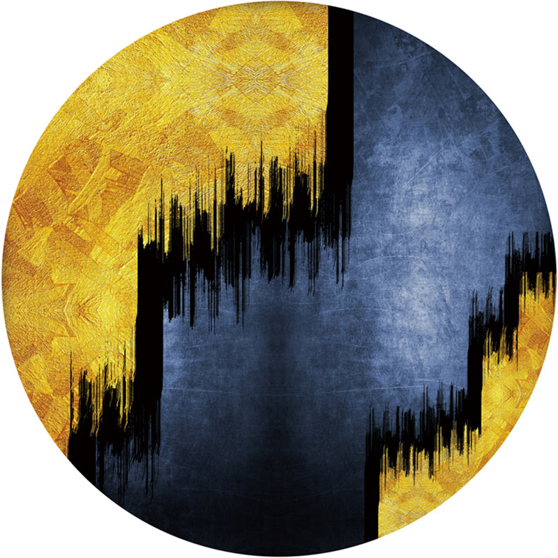 Multi Colored Abstract Print Rug Cotton Blend Scandinavian Area Carpet Pet Friendly Rug for Living Room Blue-Yellow Clearhalo 'Area Rug' 'Rug' 2209041