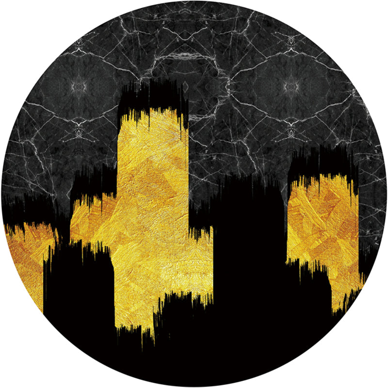 Multi Colored Abstract Print Rug Cotton Blend Scandinavian Area Carpet Pet Friendly Rug for Living Room Black-Yellow Clearhalo 'Area Rug' 'Rug' 2209044