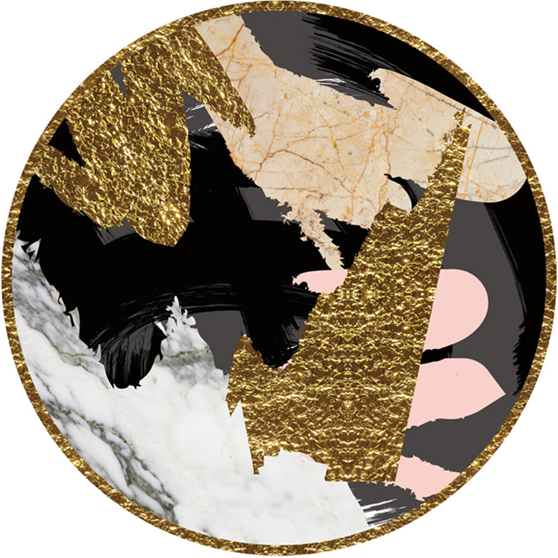 Multi Colored Abstract Print Rug Cotton Blend Scandinavian Area Carpet Pet Friendly Rug for Living Room Black-Gold Clearhalo 'Area Rug' 'Rug' 2209046