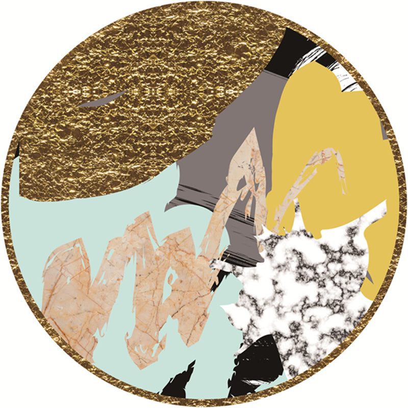 Multi Colored Abstract Print Rug Cotton Blend Scandinavian Area Carpet Pet Friendly Rug for Living Room Gold Clearhalo 'Area Rug' 'Rug' 2209048