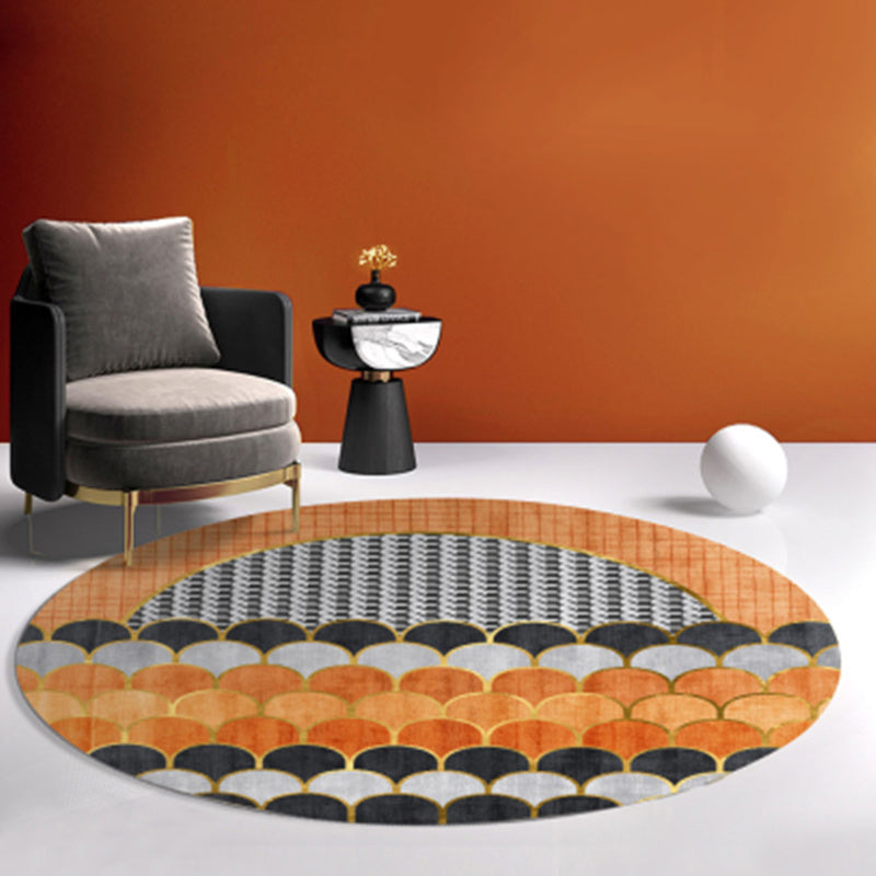 Creative Abstract Printed Rug Multi Colored Synthetics Carpet Non-Slip Backing Stain-Resistant Rug for Bedroom Orange Clearhalo 'Area Rug' 'Rug' 2209064