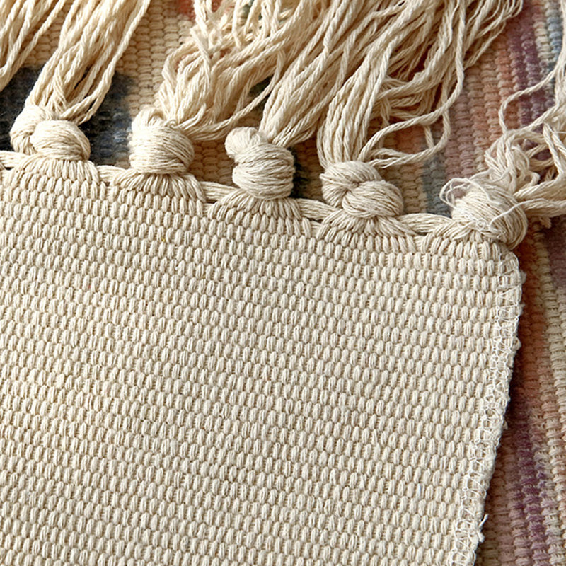 Retro Multi Color Moroccan Rug Cotton Blend Tribal Symbols Carpet Machine Washable Rug with Tassel for Room Clearhalo 'Area Rug' 'Moroccan' 'Rugs' Rug' 2209337