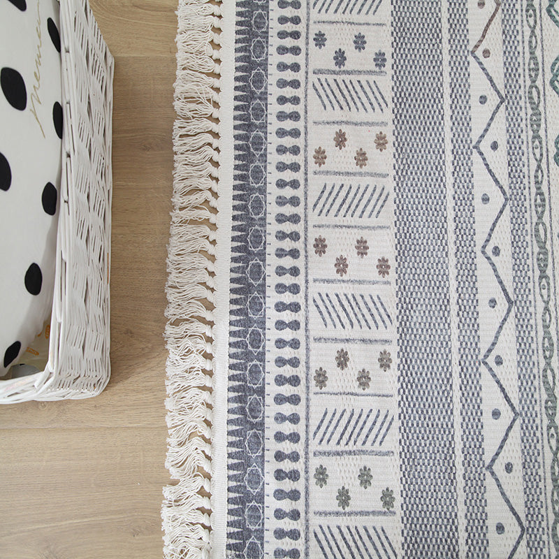 Western Living Room Rug Multi Color Geo Patterned Rug Cotton Blend Washable Hand-Woven Carpet with Tassel Clearhalo 'Area Rug' 'Moroccan' 'Rugs' Rug' 2209605