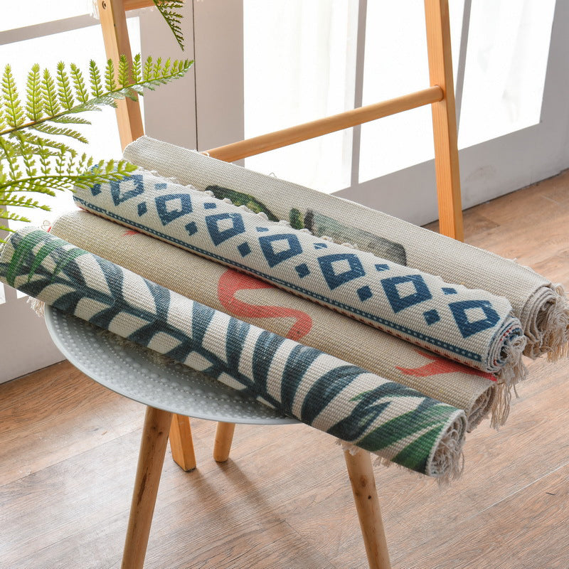 Western Bedroom Rug Multi-Colored Geometric Print Carpet Cotton Blend Machine Washable Easy Care Rug with Fringe Clearhalo 'Area Rug' 'Moroccan' 'Rugs' Rug' 2209719