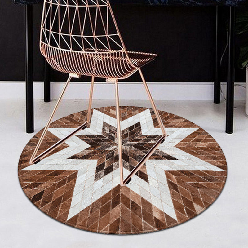 Luxury Room Rug Multi Colored Geometric Printed Area Carpet Cowhide Pet Friendly Easy Care Rug Brown Clearhalo 'Area Rug' 'Rug' 2213157