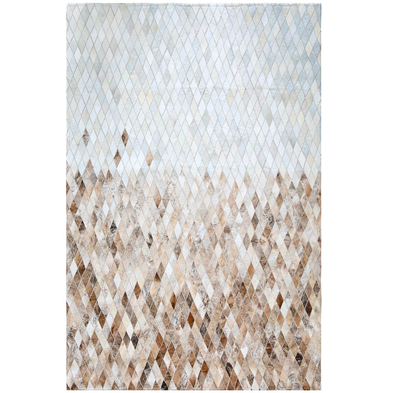 Multi-Color Living Room Rug Rustic Geometric Pattern Carpet Cowhide Handmade Pet Friendly Stain-Resistant Rug Gray-Coffee Clearhalo 'Area Rug' 'Rug' 2213268