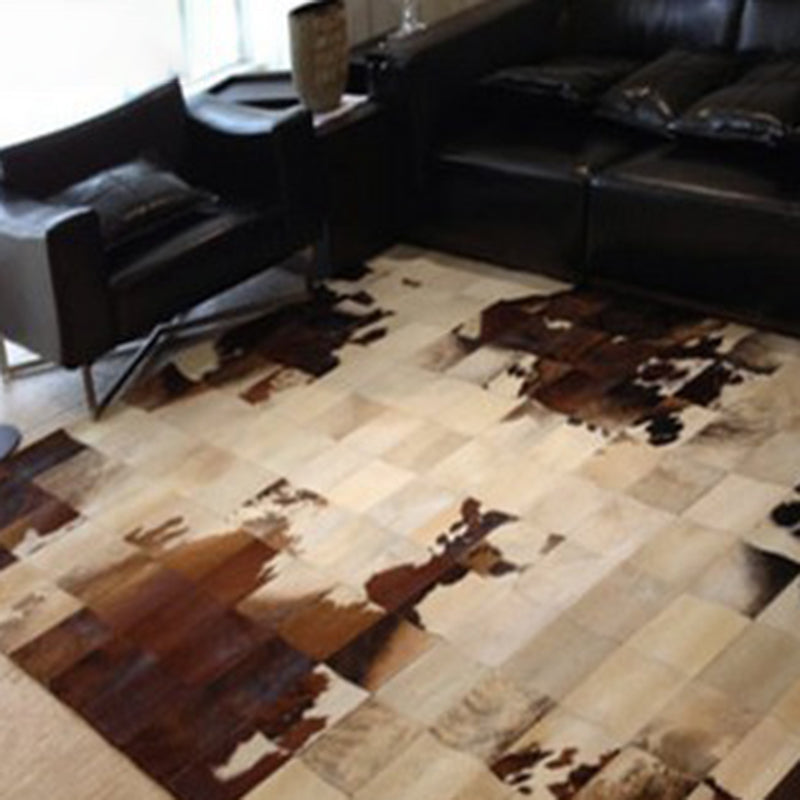 Industrial Plaid Patterned Rug Multi-Color Cowhide Indoor Rug Stain-Resistant Pet Friendly Area Carpet for Parlor Brown-Khaki Clearhalo 'Area Rug' 'Rug' 2213292