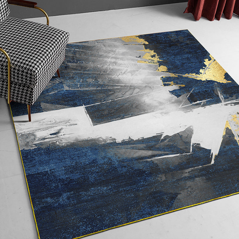 Nordic Geometric Print Rug Multi-Color Cotton Blend Carpet Non-Slip Backing Machine Washable Rug for Room Dark Blue-Gray Clearhalo 'Area Rug' 'Rug' 2213560