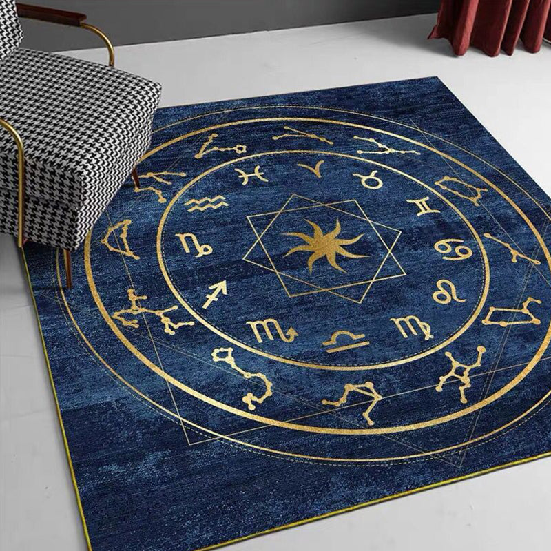 Nordic Geometric Print Rug Multi-Color Cotton Blend Carpet Non-Slip Backing Machine Washable Rug for Room Dark Blue Clearhalo 'Area Rug' 'Rug' 2213562