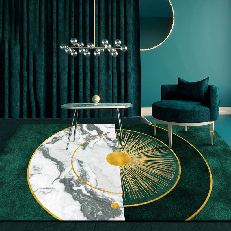 Multi-Colored Modern Rug Cotton Blend Geometric Printed Area Carpet Anti-Slip Backing Pet Friendly Rug for Room Green-White Clearhalo 'Area Rug' 'Rug' 2213777