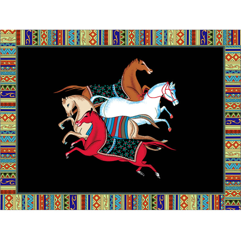 Classic Animal Patterned Rug Multi Color Polyster Indoor Rug Anti-Slip Backing Washable Area Carpet for Bedroom Black Clearhalo 'Area Rug' 'Rug' 2213826