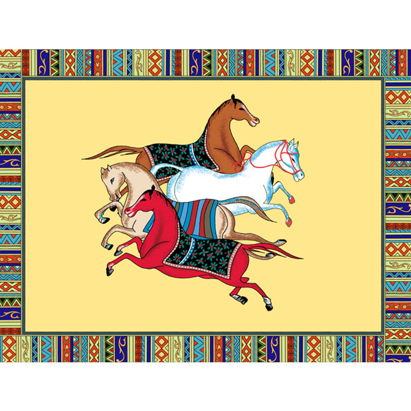 Classic Animal Patterned Rug Multi Color Polyster Indoor Rug Anti-Slip Backing Washable Area Carpet for Bedroom Yellow Clearhalo 'Area Rug' 'Rug' 2213832