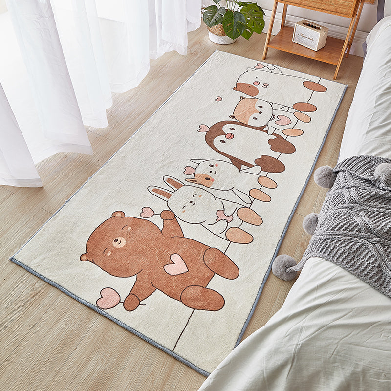 Cute Calming Rug Multi Colored Cartoon Animal Print Indoor Rug Non-Slip Machine Washable Carpet for Kids Room Beige Clearhalo 'Area Rug' 'Rug' 2214451