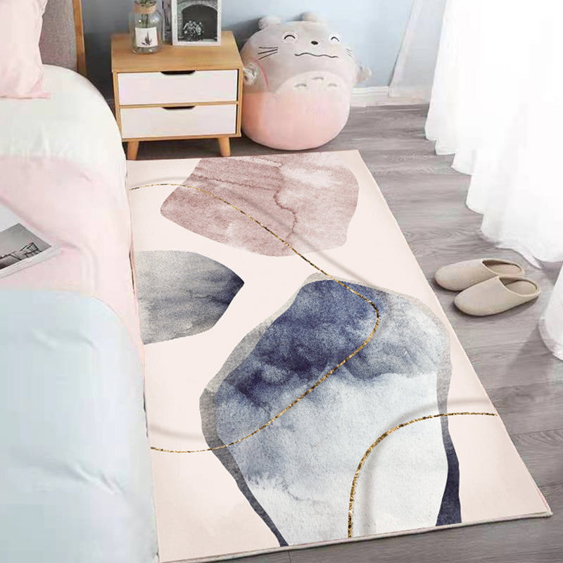 Relaxing Abstract Printed Rug Multi-Colored Lamb Wool Carpet Non-Slip Backing Pet Friendly Washable Rug for Room Navy Clearhalo 'Area Rug' 'Rug' 2214484