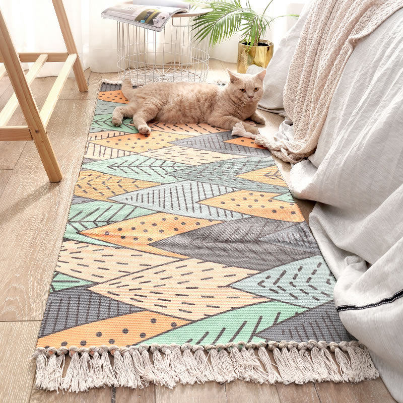 Multi Color Decoration Rug Tropical Plant Patterned Area Carpet Cotton Easy Care Machine Washable Rug Yellow Clearhalo 'Area Rug' 'Rug' 2214754