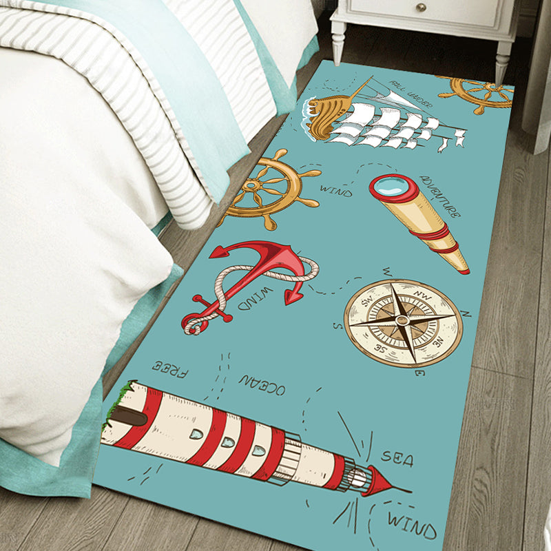 Cute Kids Room Rug Multi Color Fairy Tale Pattern Area Rug Polyster Non-Slip Washable Pet Friendly Carpet Sky Blue Clearhalo 'Area Rug' 'Rug' 2214786