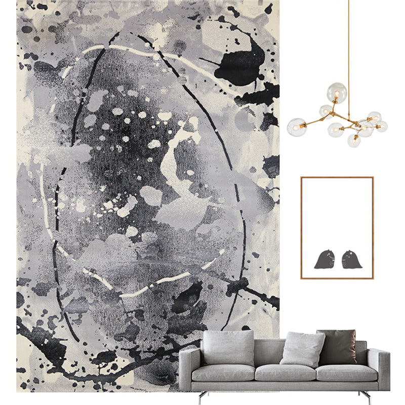 Multi Colored Creative Rug Synthetics Abstract Printed Carpet Anti-Slip Backing Washable Indoor Rug for Living Room Dark Gray-Black Clearhalo 'Area Rug' 'Rug' 2215130