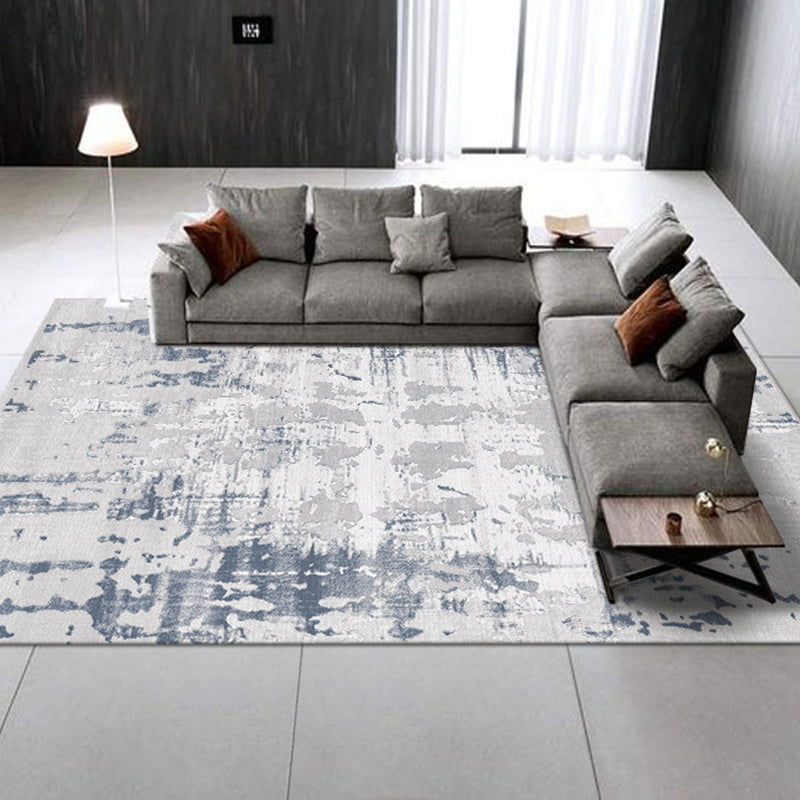 Multi Color Modern Rug Cotton Blend Abstract Print Carpet Non-Slip Backing Machine Washable Indoor Rug for Home Blue-Gray Clearhalo 'Area Rug' 'Rug' 2215209