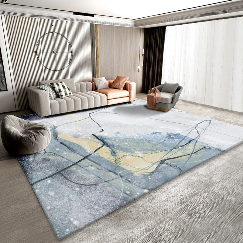 Classic Abstract Rug Multi Color Steampunk Area Carpet Cotton Blend Anti-Slip Backing Easy Care Rug for Living Room Light Blue-Yellow Clearhalo 'Area Rug' 'Rug' 2215336