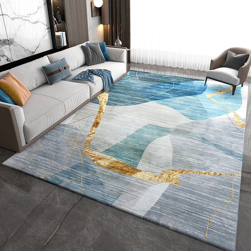 Multi Color Abstract Print Rug Cotton Blend Funky Rug Pet Friendly Easy Care Area Carpet for Living Room Light Blue Clearhalo 'Area Rug' 'Rug' 2215589