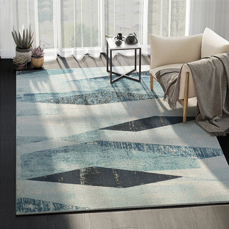 Multi Color Abstract Print Rug Cotton Blend Funky Rug Pet Friendly Easy Care Area Carpet for Living Room Blue-Black Clearhalo 'Area Rug' 'Rug' 2215593
